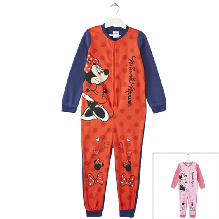 Picture of 494-MINNIE FLEECY PYJAMA JUMPSUIT /ONESIE RED / PINK